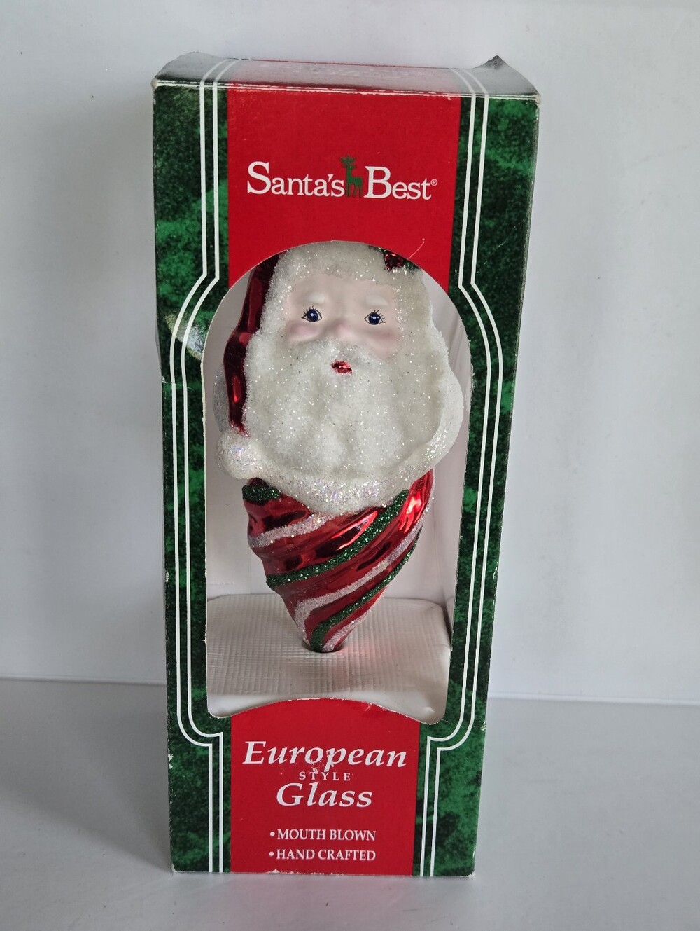 NOS Vintage 1996 Santas Best European Style Santa Claus Mouth Blown Ornament 6"